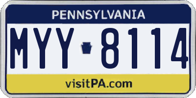 PA license plate MYY8114