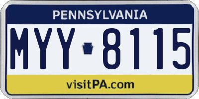 PA license plate MYY8115