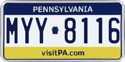 PA license plate MYY8116