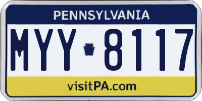 PA license plate MYY8117