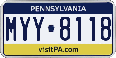 PA license plate MYY8118