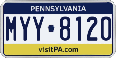 PA license plate MYY8120