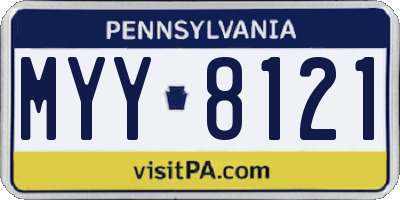 PA license plate MYY8121