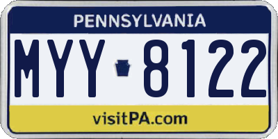 PA license plate MYY8122