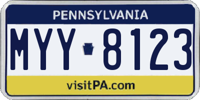 PA license plate MYY8123