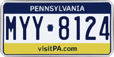 PA license plate MYY8124