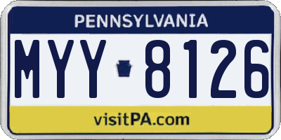 PA license plate MYY8126