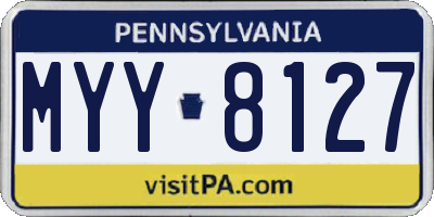 PA license plate MYY8127