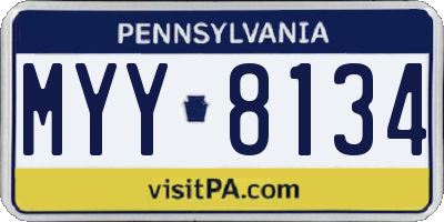 PA license plate MYY8134