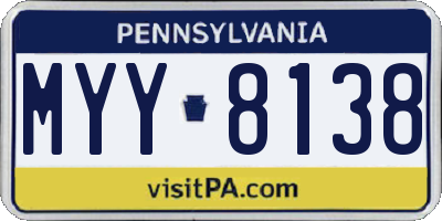 PA license plate MYY8138