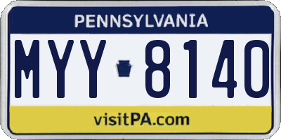 PA license plate MYY8140