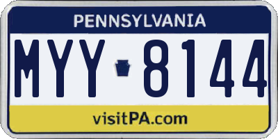 PA license plate MYY8144