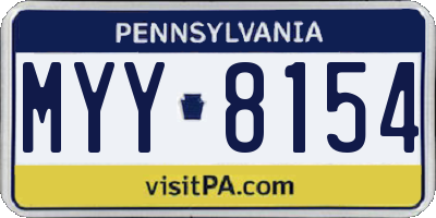 PA license plate MYY8154