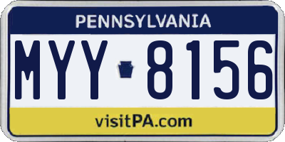 PA license plate MYY8156