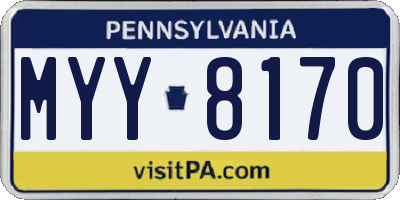 PA license plate MYY8170