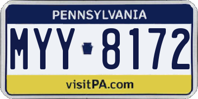 PA license plate MYY8172
