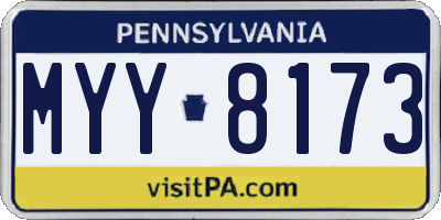 PA license plate MYY8173