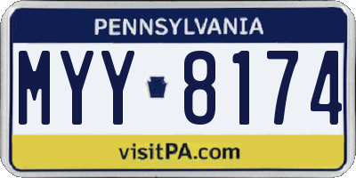 PA license plate MYY8174