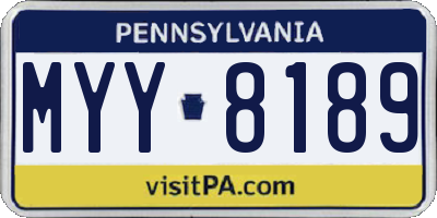 PA license plate MYY8189