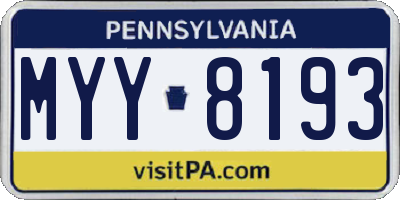 PA license plate MYY8193