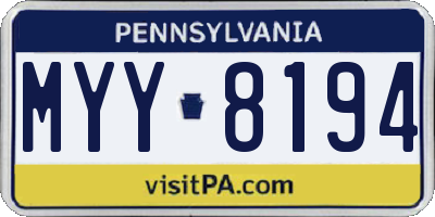 PA license plate MYY8194