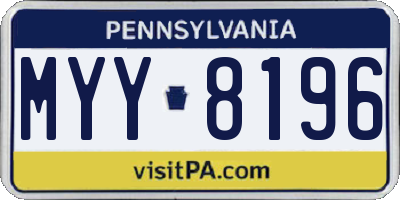 PA license plate MYY8196