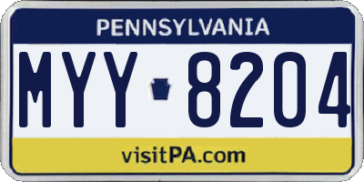 PA license plate MYY8204