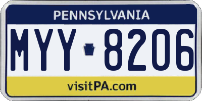 PA license plate MYY8206
