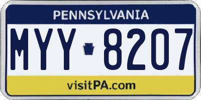 PA license plate MYY8207