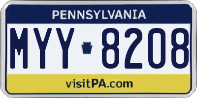 PA license plate MYY8208