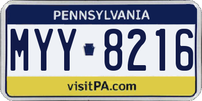 PA license plate MYY8216