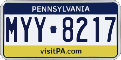 PA license plate MYY8217