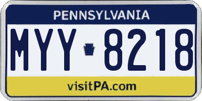 PA license plate MYY8218