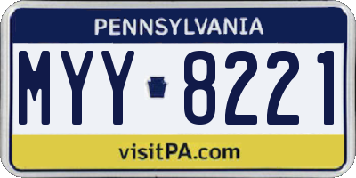 PA license plate MYY8221