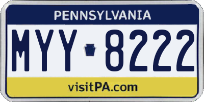 PA license plate MYY8222