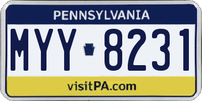PA license plate MYY8231