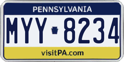 PA license plate MYY8234