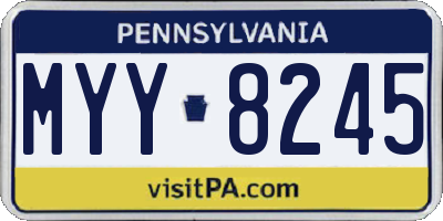 PA license plate MYY8245