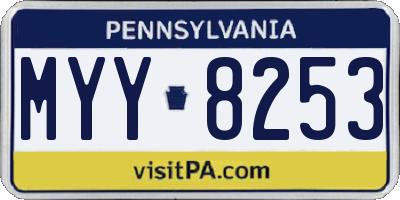 PA license plate MYY8253