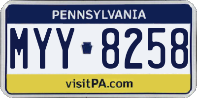 PA license plate MYY8258