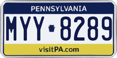 PA license plate MYY8289