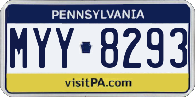 PA license plate MYY8293