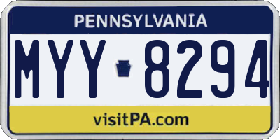 PA license plate MYY8294