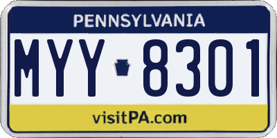 PA license plate MYY8301