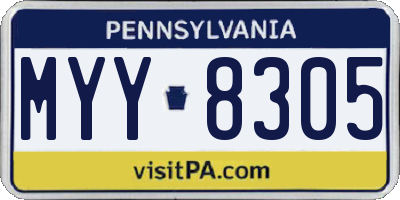 PA license plate MYY8305