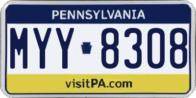 PA license plate MYY8308