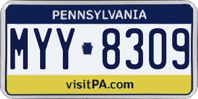 PA license plate MYY8309