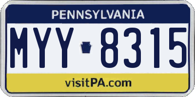 PA license plate MYY8315