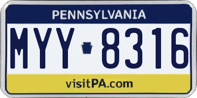 PA license plate MYY8316