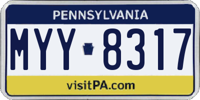PA license plate MYY8317